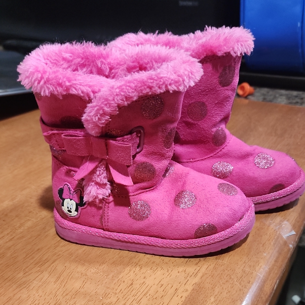 Disney Pink Glitter Polka Dot Kids Boots